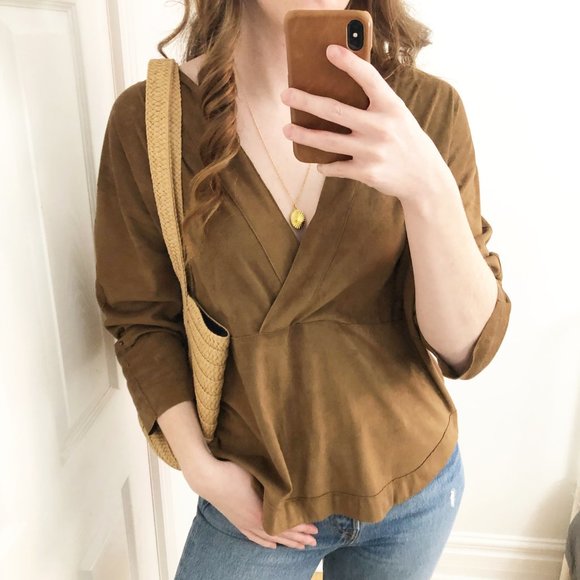 Vintage Tops - Stunning 10 Feet Amsterdam Faux Suede Blouse Large
